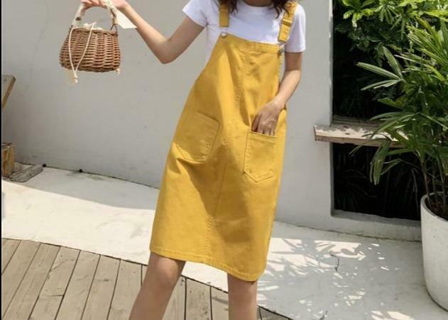 Y2K Fashion: School Bus Dungarees for Women - Coquette Aesthetic Cargo Skirt & Grunge Style Outfit Y2K Fashion: School Bus Dungarees for Women - Coquette Aesthetic Cargo Skirt & Grunge Style Outfit