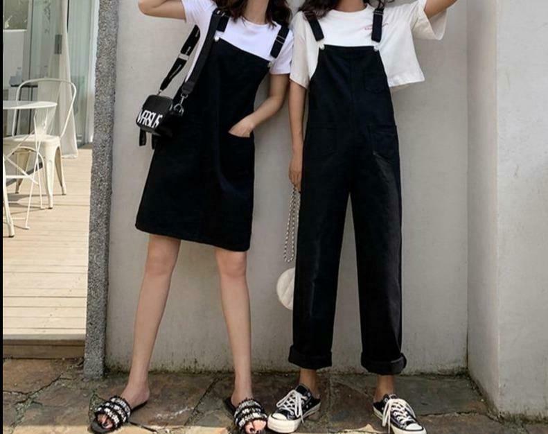 Y2K Fashion: School Bus Dungarees for Women - Coquette Aesthetic Cargo Skirt & Grunge Style Outfit Y2K Fashion: School Bus Dungarees for Women - Coquette Aesthetic Cargo Skirt & Grunge Style Outfit