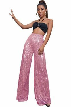Y2K Fashion Sequined Drape Pants: Coquette & Grunge Aesthetic, Cute Tops