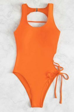 Y2K Fashion: Sexy Hollow Lace-Up One Piece Bikini - Coquette Aesthetic Beachwear