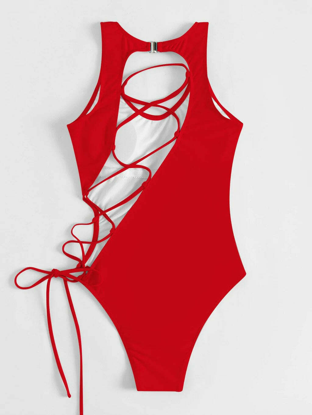 Y2K Fashion: Sexy Hollow Lace-Up One Piece Bikini - Coquette Aesthetic Beachwear Y2K Fashion: Sexy Hollow Lace-Up One Piece Bikini - Coquette Aesthetic Beachwear