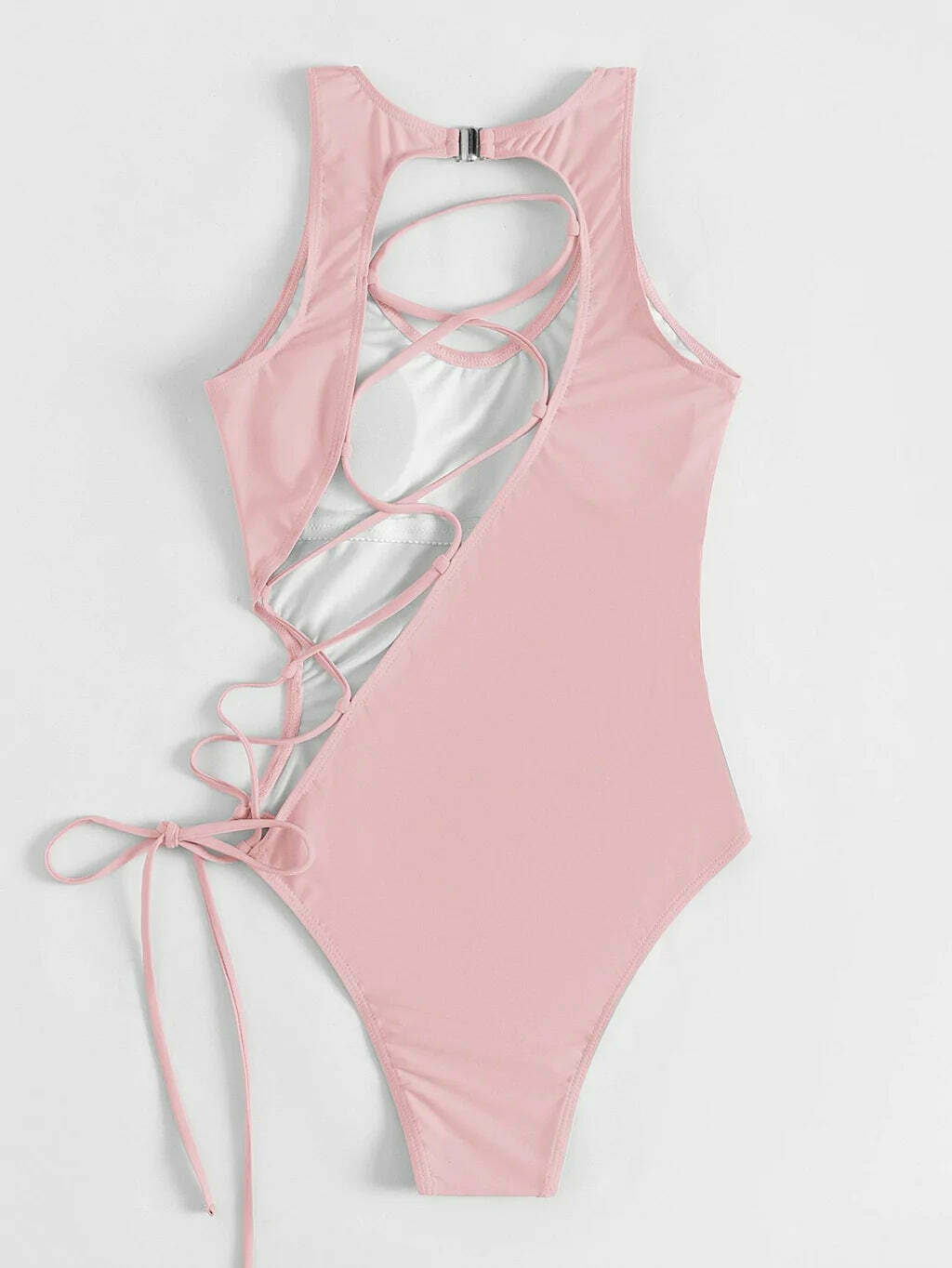 Y2K Fashion: Sexy Hollow Lace-Up One Piece Bikini - Coquette Aesthetic Beachwear Y2K Fashion: Sexy Hollow Lace-Up One Piece Bikini - Coquette Aesthetic Beachwear