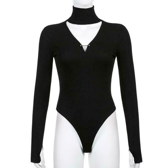 Y2K Fashion: Sexy Off-The-Shoulder Zipper Bodysuit Y2K Fashion: Sexy Off-The-Shoulder Zipper Bodysuit