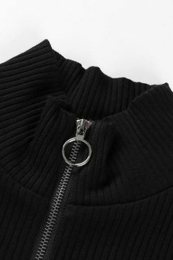 Y2K Fashion: Sexy Off-The-Shoulder Zipper Bodysuit