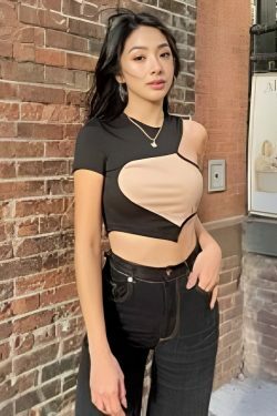 Y2K Fashion: She's Cutting Edge Crop Top - Coquette Aesthetic Grunge Style Cute Tops & Cargo Skirt