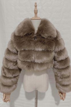 Y2K Fashion Short Fur Coat - Coquette Grunge Cute Tops Pastel Goth Cargo Skirt