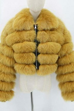 Y2K Fashion Short Fur Coat - Coquette Grunge Cute Tops Pastel Goth Cargo Skirt