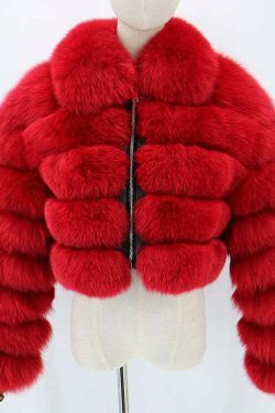 Y2K Fashion Short Fur Coat - Coquette Grunge Cute Tops Pastel Goth Cargo Skirt