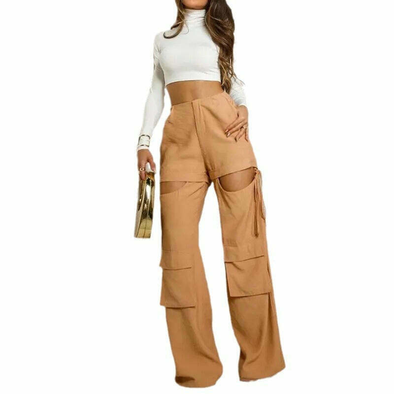 Y2K Fashion Short Shirt with Stylish Drawstring Pants Suit - Coquette Aesthetic, Gr Y2K Fashion Short Shirt with Stylish Drawstring Pants Suit - Coquette Aesthetic, Gr
