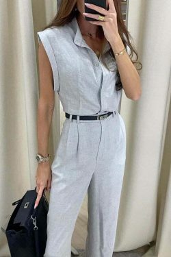 Y2K Fashion Sleeveless Lapel Belt Suit for Women - Coquette Aesthetic Grunge Style