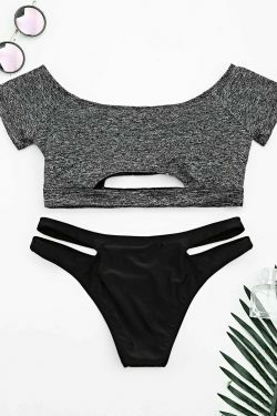 Y2K Fashion Space Dyed Bandage Bikini with Cut-Out Detail