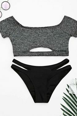 Y2K Fashion Space Dyed Bandage Bikini with Cut-Out Detail