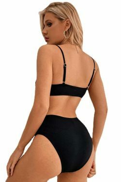 Y2K Fashion Split Solid Color Suspender Backless Bikini