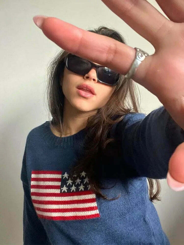 Y2K Fashion Staple: Vintage Americano Crew Neck Sweater - Coquette Aesthetic & Grunge Style Y2K Fashion Staple: Vintage Americano Crew Neck Sweater - Coquette Aesthetic & Grunge Style