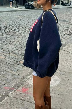 Y2K Fashion Staple: Vintage Americano Crew Neck Sweater - Coquette Aesthetic & Grunge Style