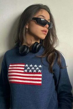 Y2K Fashion Staple: Vintage Americano Crew Neck Sweater - Coquette Aesthetic & Grunge Style