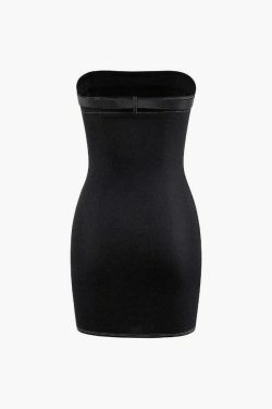 Y2K Fashion Strapless Mini Dress with Topstitching and Belt