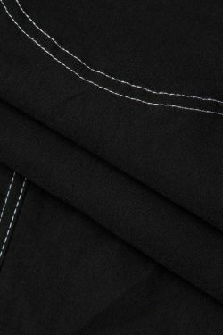 Y2K Fashion Strapless Mini Dress with Topstitching and Belt