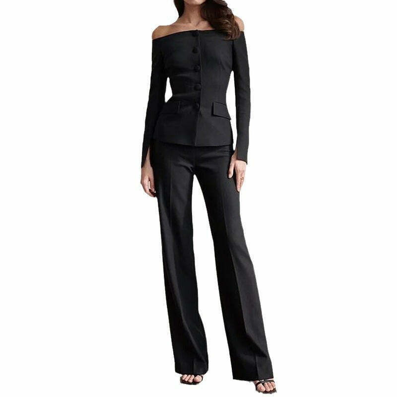 Y2K Fashion Strapless Suit: Elegant Fitted Coquette Aesthetic Outfit for Women Y2K Fashion Strapless Suit: Elegant Fitted Coquette Aesthetic Outfit for Women