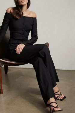 Y2K Fashion Strapless Suit: Elegant Fitted Coquette Aesthetic Outfit for Women