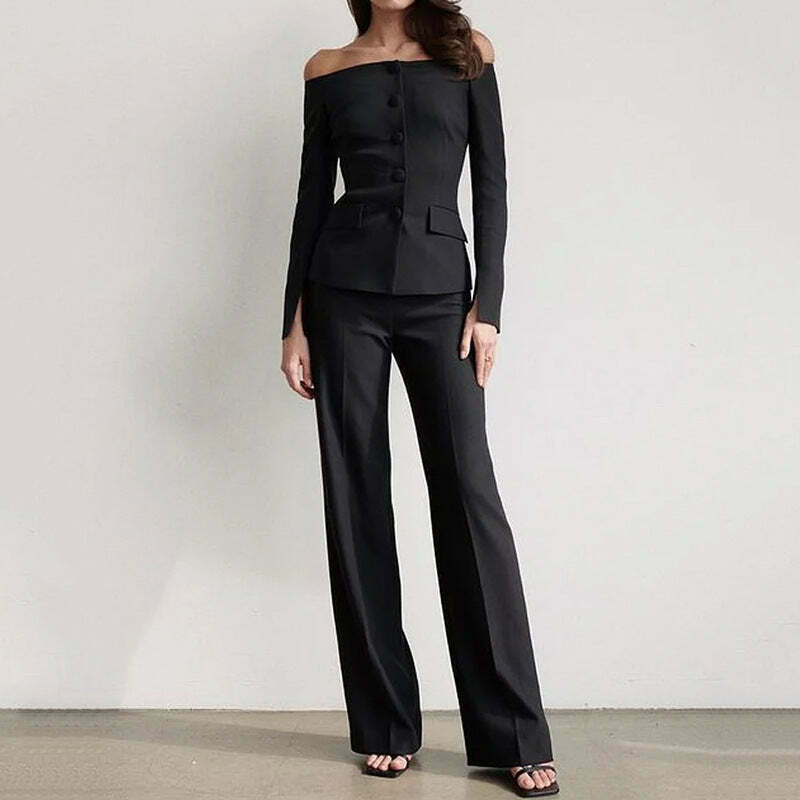 Y2K Fashion Strapless Suit: Elegant Fitted Coquette Aesthetic Outfit for Women Y2K Fashion Strapless Suit: Elegant Fitted Coquette Aesthetic Outfit for Women