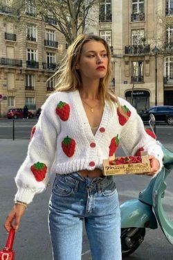 Y2K Fashion Strawberry Knitted Cardigan - Coquette Aesthetic Grunge Style