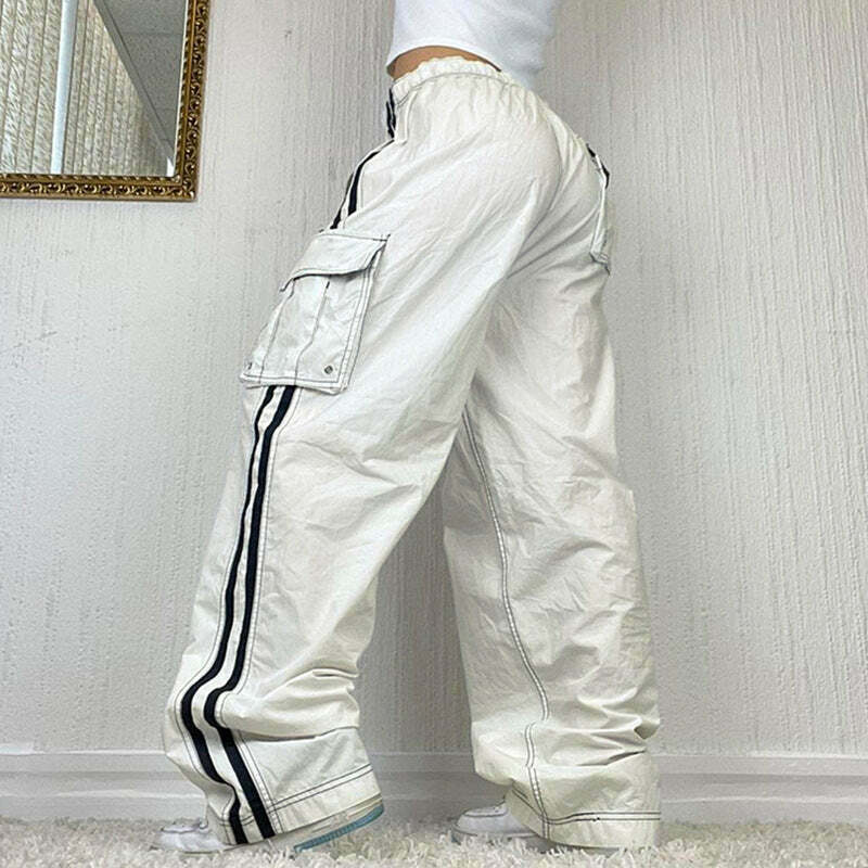 Y2K Fashion Street Cinch Stitched Cargo Pants - Coquette Aesthetic Grunge Style Women's Fashion