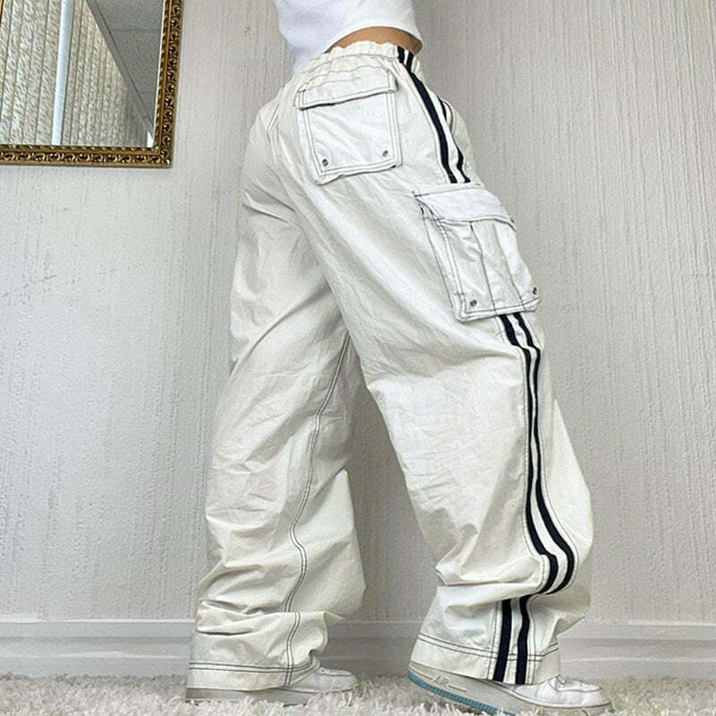 Y2K Fashion Street Cinch Stitched Cargo Pants - Coquette Aesthetic Grunge Style Women's Fashion