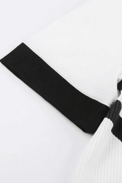 Y2K Fashion Street Color Contrast Stripe Short Sleeve Tee - Coquette Aesthetic Grunge Style