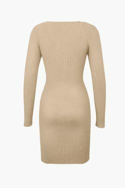 Y2K Fashion Sweetheart Neckline Knitted Mini Dress with Slit - Coquette Aesthetic Grunge Style