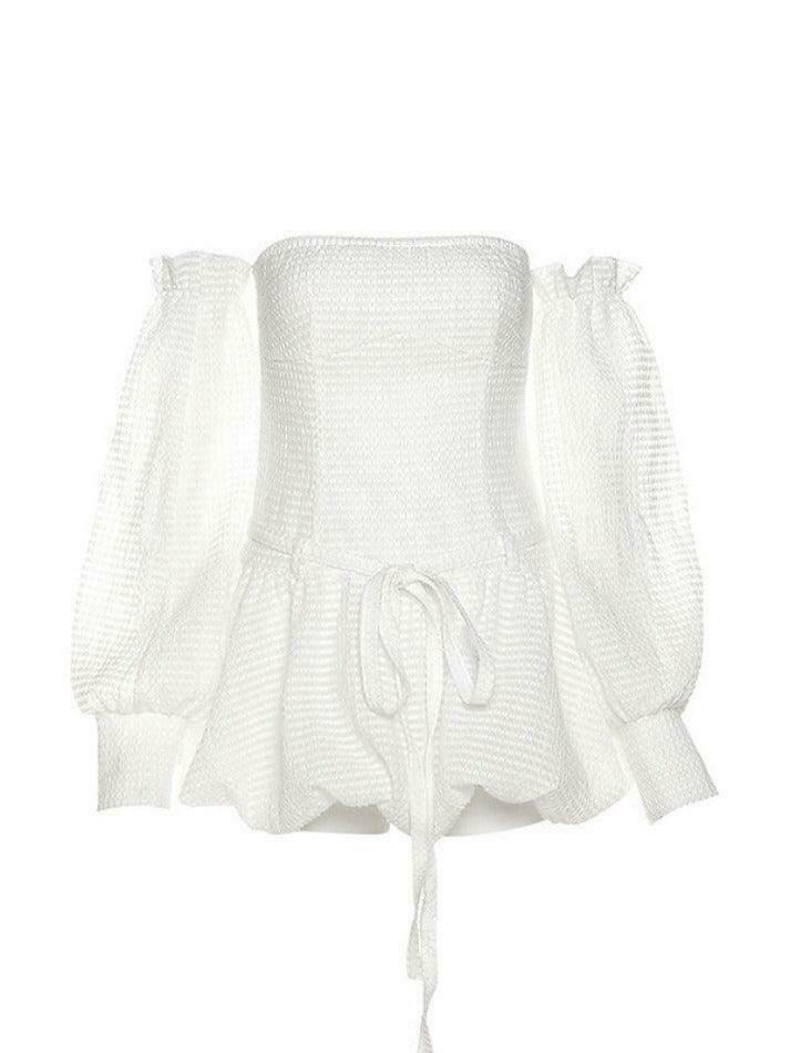 Y2K Fashion Textured Bandeau Lace Up Mini Dress for Women - Coquette Aesthetic Grunge Style