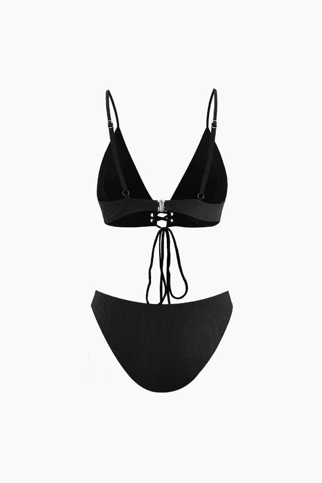 Y2K Fashion Textured Lace-up Bikini Set - Coquette Grunge Aesthetic Cute Tops