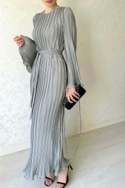 Y2K Fashion Trumpet Sleeve Slim Long Dress for Women - Coquette Aesthetic Grunge Style Outfit