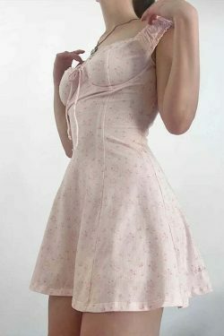 Y2K Fashion Tulip Twirl Tie-Up Dress - Coquette Aesthetic Grunge Style - Cute Tops & Cargo Skirt