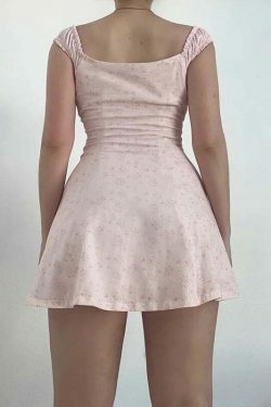 Y2K Fashion Tulip Twirl Tie-Up Dress - Coquette Aesthetic Grunge Style - Cute Tops & Cargo Skirt