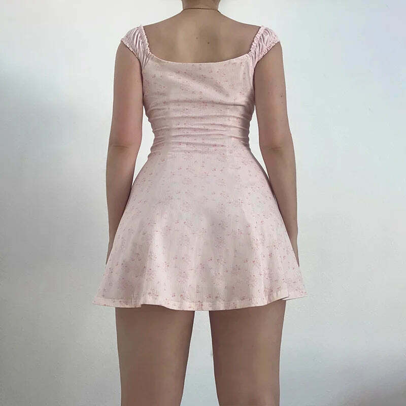 Y2K Fashion Tulip Twirl Tie-Up Dress - Coquette Aesthetic Grunge Style - Cute Tops & Cargo Skirt