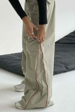 Y2K Fashion Urban Style Draped Wide-Leg Pants with Zipper Detail