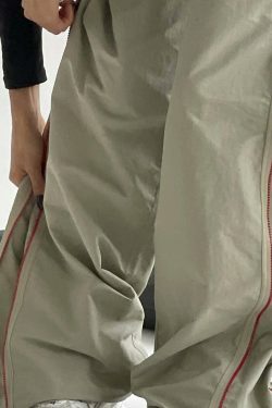 Y2K Fashion Urban Style Draped Wide-Leg Pants with Zipper Detail