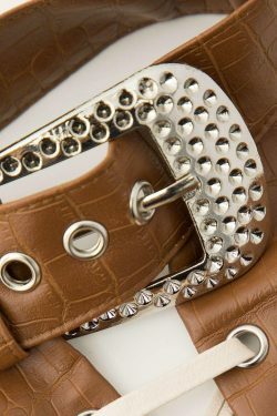 Y2K Faux Leather Halter Lace-up Cami Top for Coquette & Grunge Aesthetic