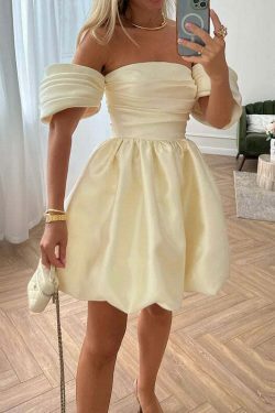 Y2K Feifei Sleeve Tube Top Dress: Coquette Aesthetic Pleated Fashion