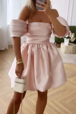 Y2K Feifei Sleeve Tube Top Dress: Coquette Aesthetic Pleated Fashion