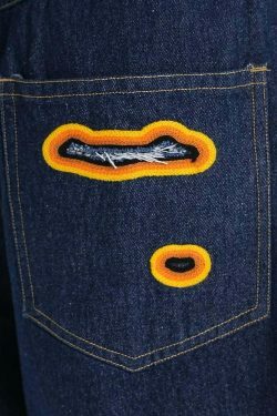 Y2K Flame Embroidered Baggy Jeans - Coquette Aesthetic Grunge Style Women's Fashion