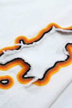 Y2K Flame Embroidered Baggy Jeans - Coquette Aesthetic Grunge Style Women's Fashion