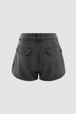 Y2K Flap Pocket Denim Cargo Shorts - Coquette Aesthetic Grunge Style