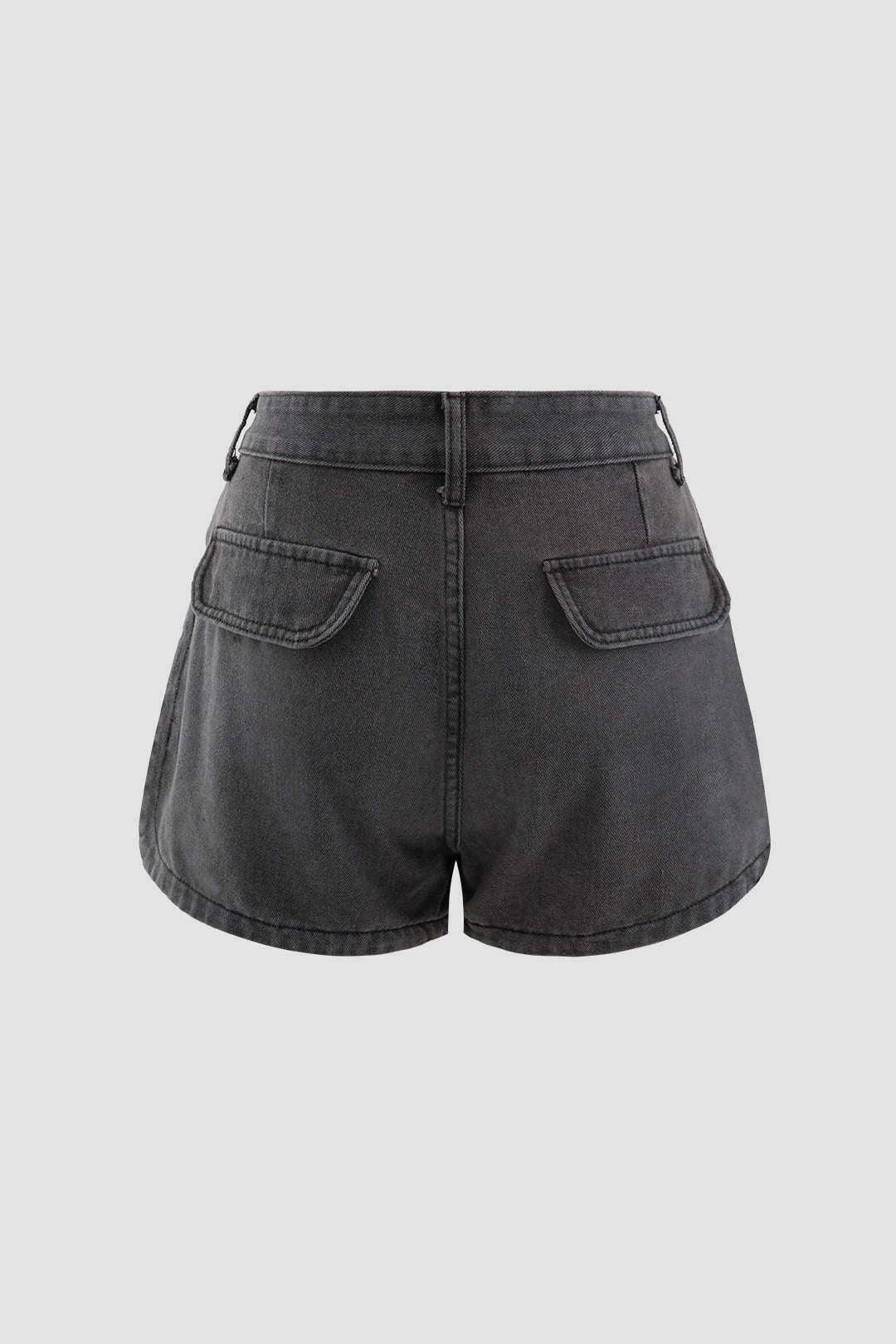 Y2K Flap Pocket Denim Cargo Shorts - Coquette Aesthetic Grunge Style