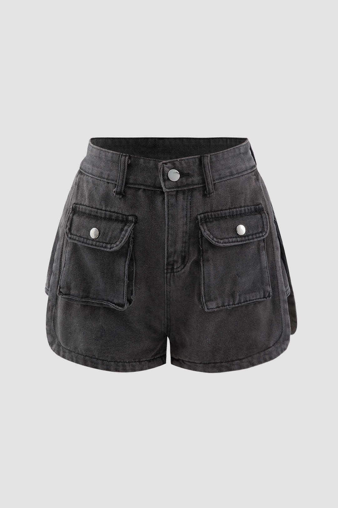 Y2K Flap Pocket Denim Cargo Shorts - Coquette Aesthetic Grunge Style