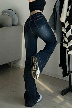 Y2K Flare Jeans: Coquette Aesthetic Cargo Skirt for Women - Grunge Style Fashion