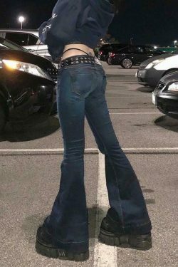 Y2K Flare Jeans: Coquette Aesthetic Cargo Skirt for Women - Grunge Style Fashion