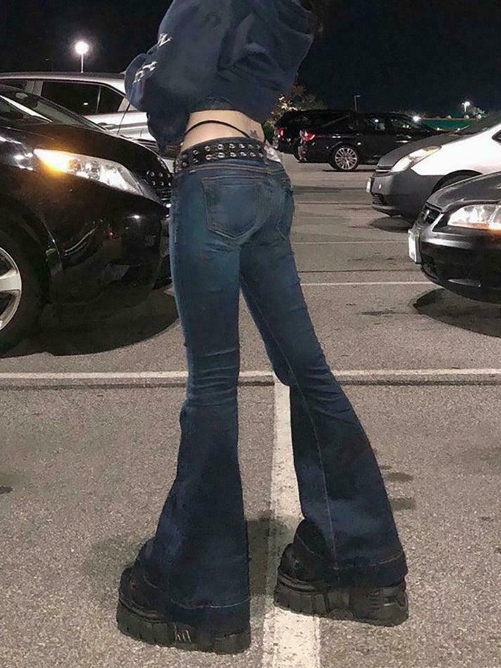 Y2K Flare Jeans: Coquette Aesthetic Cargo Skirt for Women - Grunge Style Fashion