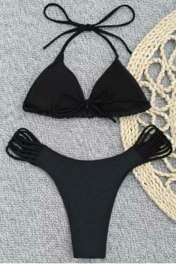 Y2K Floral Applique Halter Swimsuit - Coquette Aesthetic Beachwear